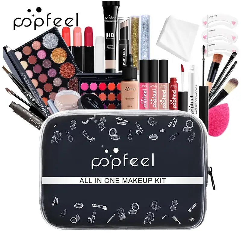 POPFEEL All-in-One Makeup Kit for Women: Complete Set Featuring Eyebrow Pencil, Eyeliner, and Eyeshadow