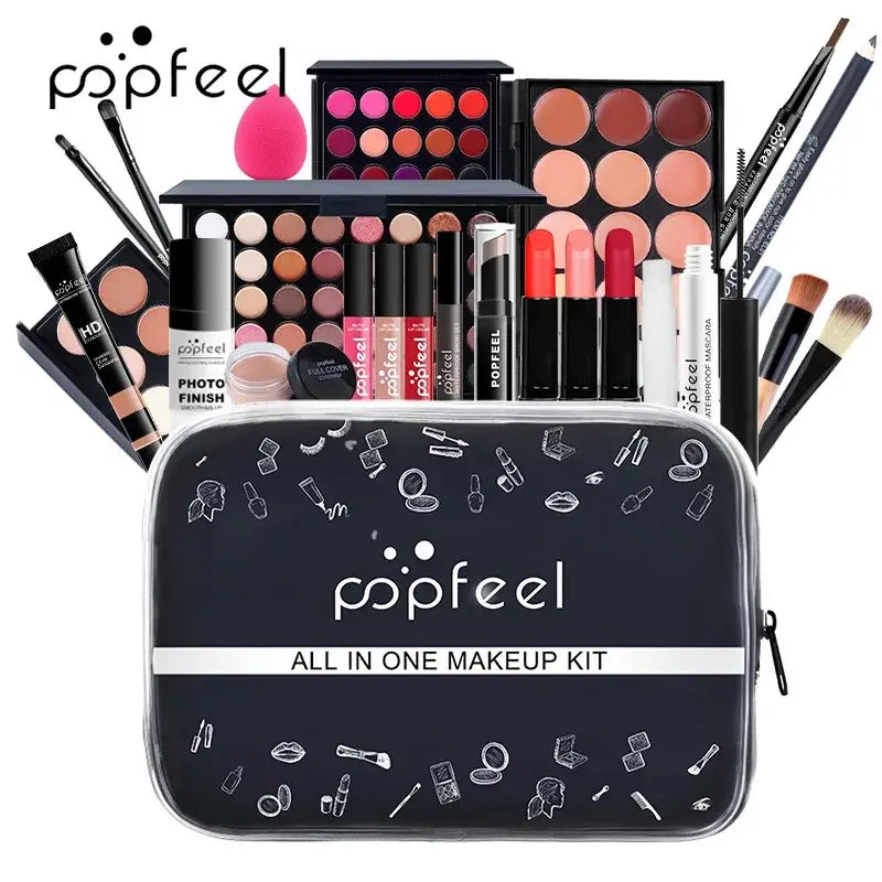 POPFEEL All-in-One Makeup Kit for Women: Complete Set Featuring Eyebrow Pencil, Eyeliner, and Eyeshadow